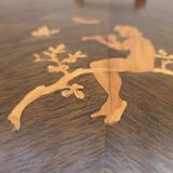 1960s, Danish radio/TV commode, laqered ash wood, wood marquetry door.