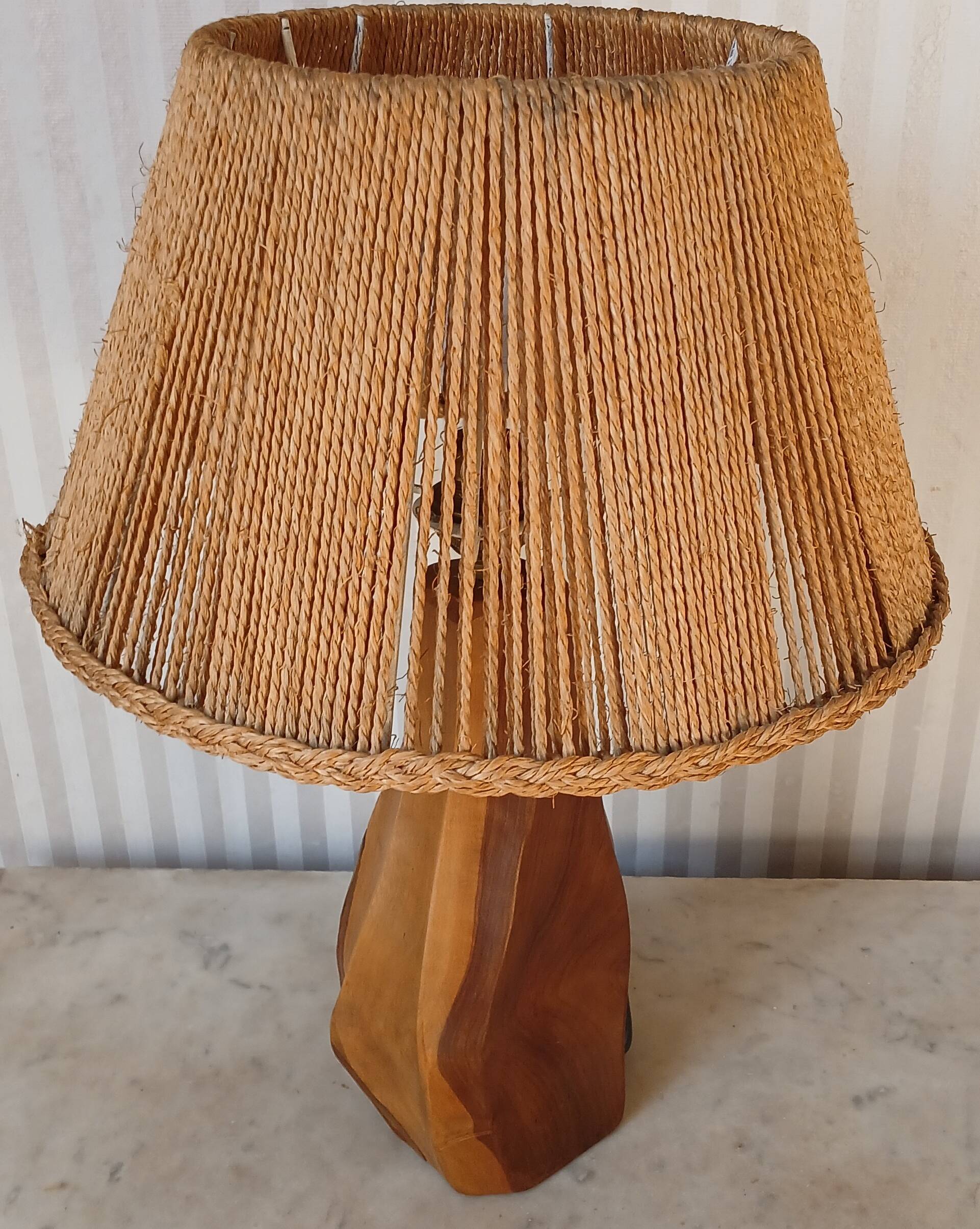 "Noll" lamp in wood and rope, circa 1950