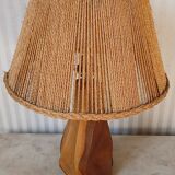 "Noll" lamp in wood and rope, circa 1950