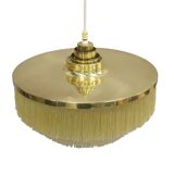 Hans-Agne Jakobsson T-603 pendant lamp in brass with yellow fringes.