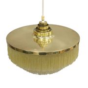 Hans-Agne Jakobsson T-603 pendant lamp in brass with yellow fringes.