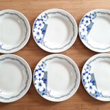 Lot de 6 assiettes plates anciennes Céranord  St Amand modèle LUGANO