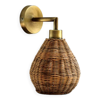 Brass plated rattan sconce