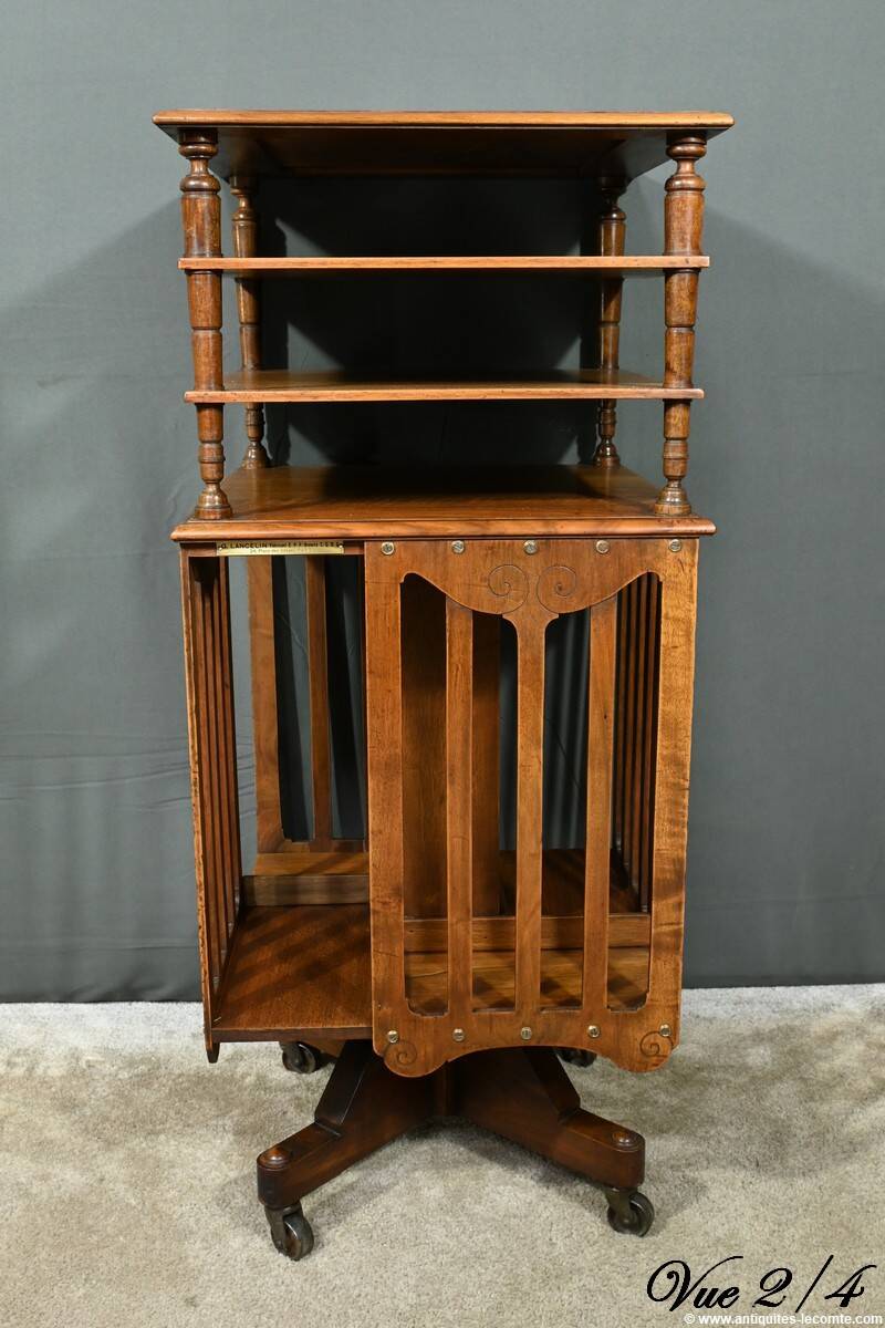 Revolving Walnut Bookcase, stamped G.Lancelin – 1900
