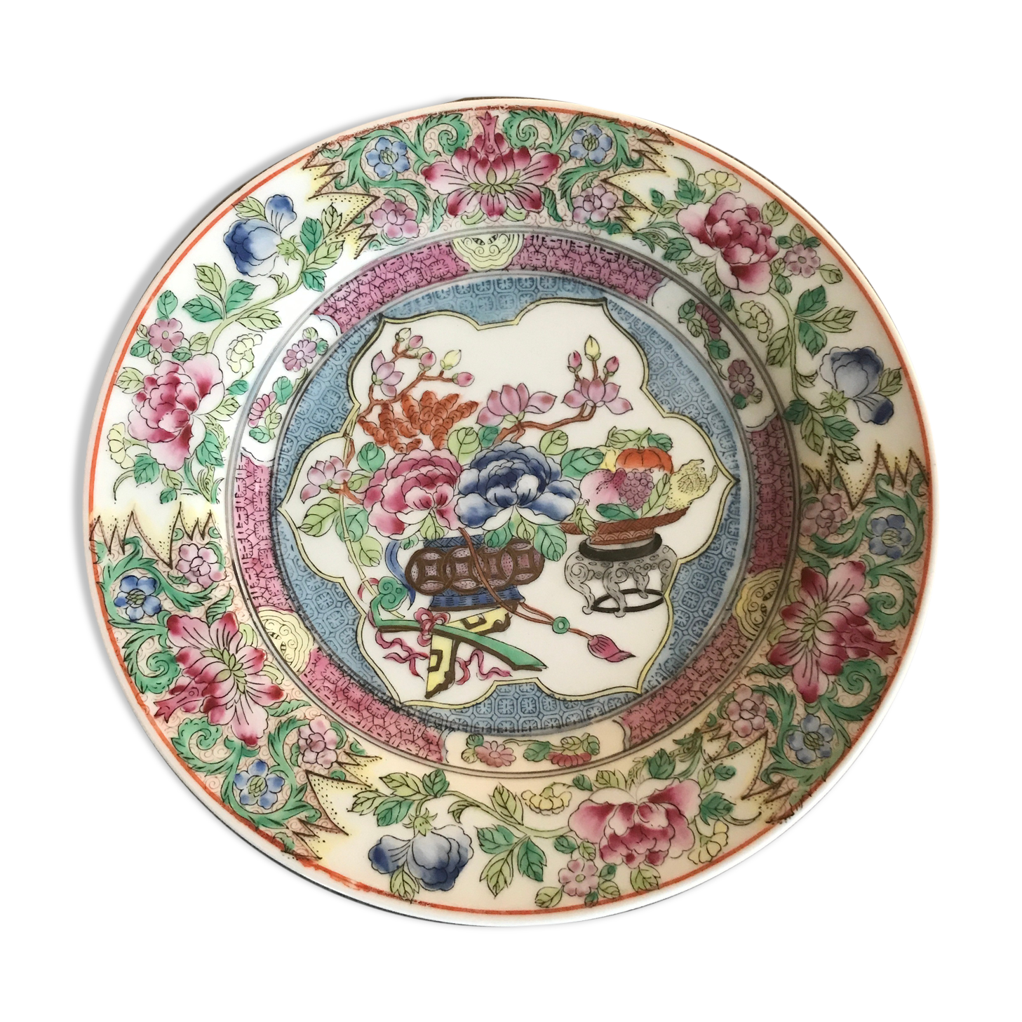 Porcelain plate from canton of china floral decoration 23 cm