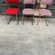 Set of 3 vintage cantilever chairs reupholstered.