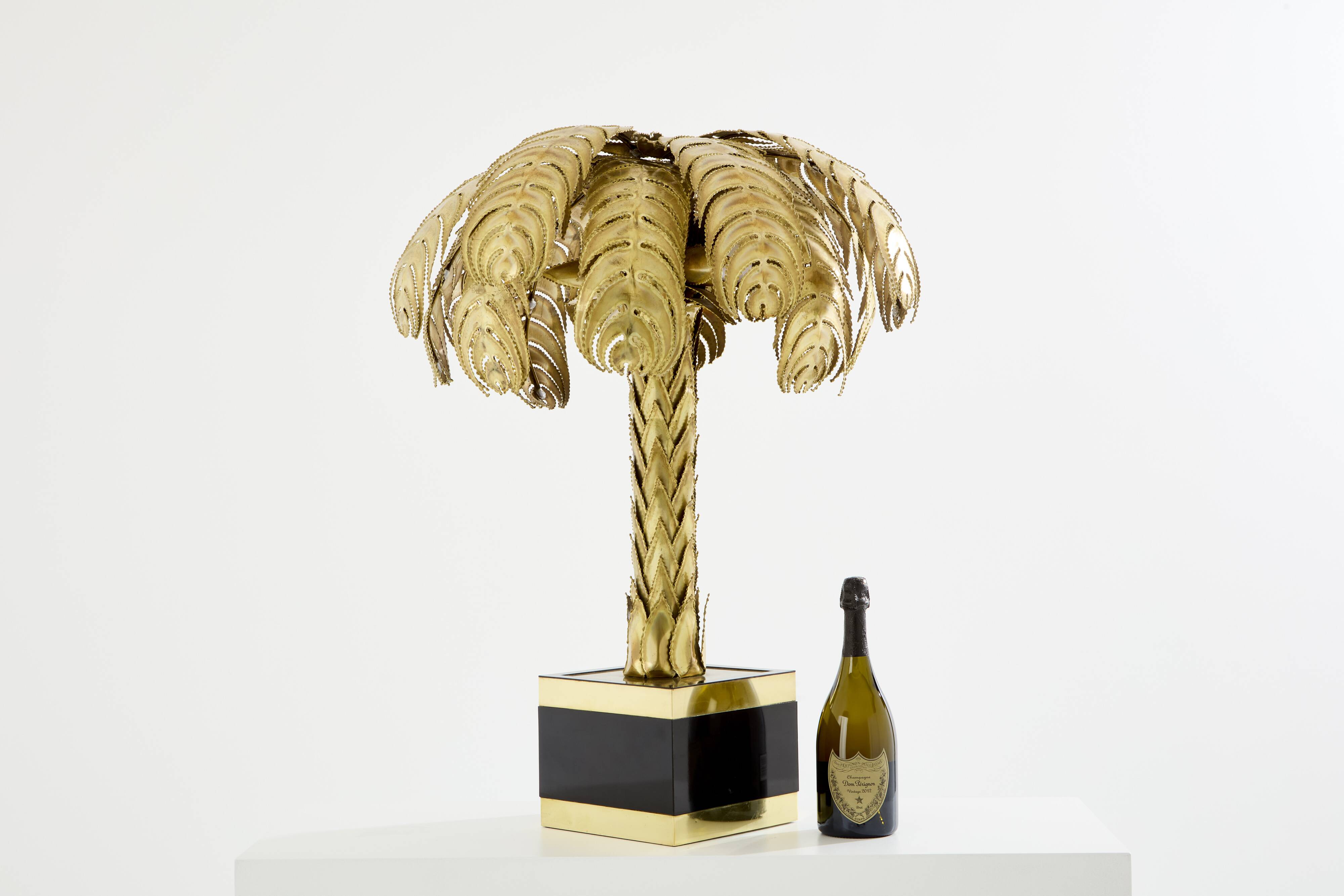 Christian Techoueyres brass palm lamp for Maison Jansen 1970s