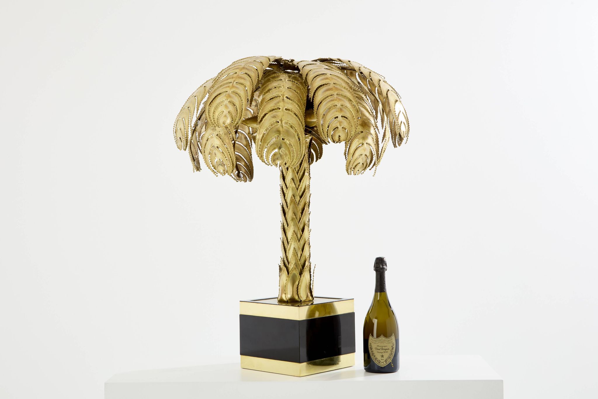 Christian Techoueyres brass palm lamp for Maison Jansen 1970s