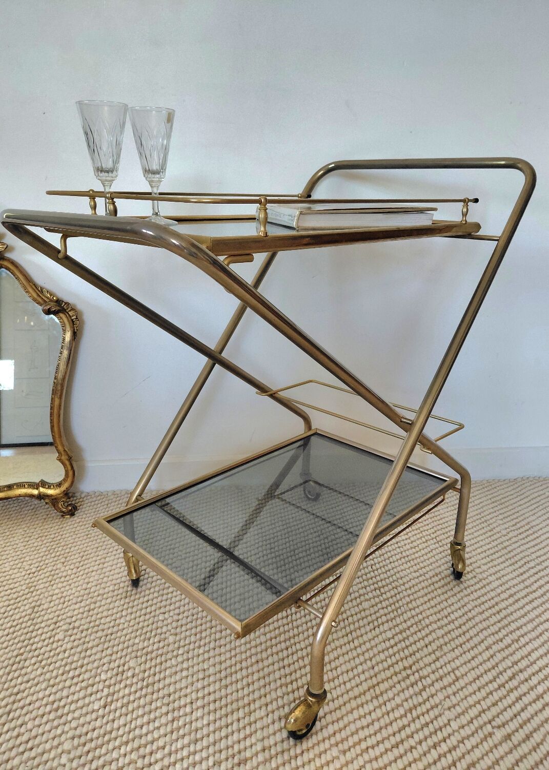 Desserte de bar pliante "Hollywood Regency"-Design Italien