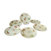 6 dessert plate in faience decor legumes 4 seasons moulin des loups n°1