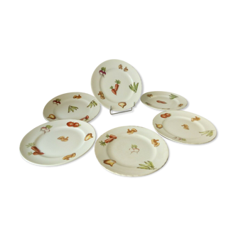 6 dessert plate in faience decor legumes 4 seasons moulin des loups n°1