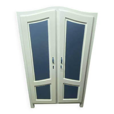 Garde robe  Relookée Blanc/ Tissus Jean(Style Campagne - Shabby Chic)