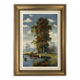 Hsp painting pastoral landscape post barbizon circa 1950 + signed frame
