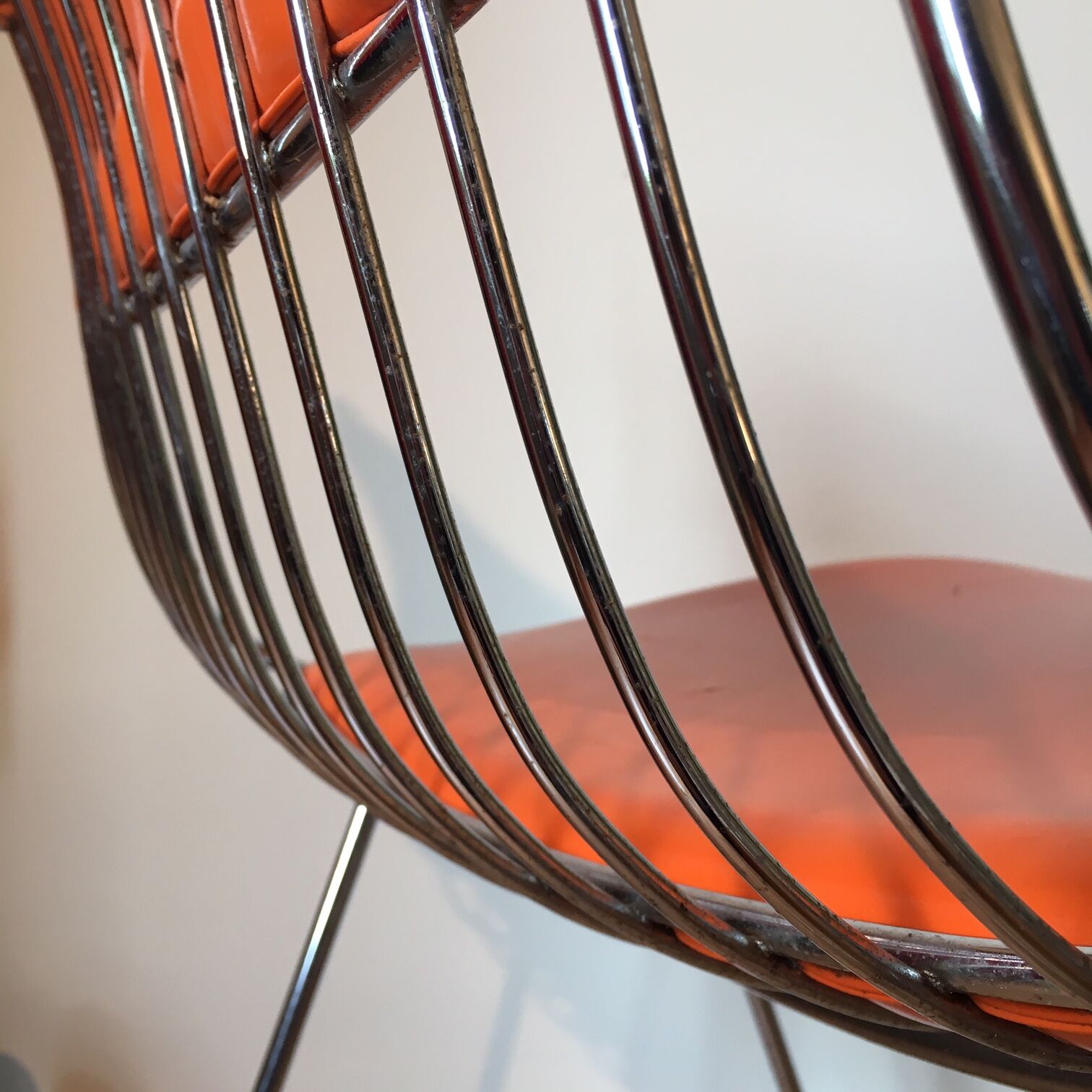 70s chrome metal and skai chair