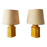 Pair of yellow ceramic lamps, 1980