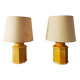 Pair of yellow ceramic lamps, 1980