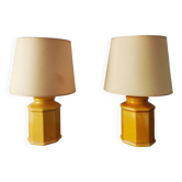 Paire de lampes en céramique jaune, 1980