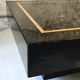 Table basse carrée en laque noire et laiton-Jean-Claude Mahey
