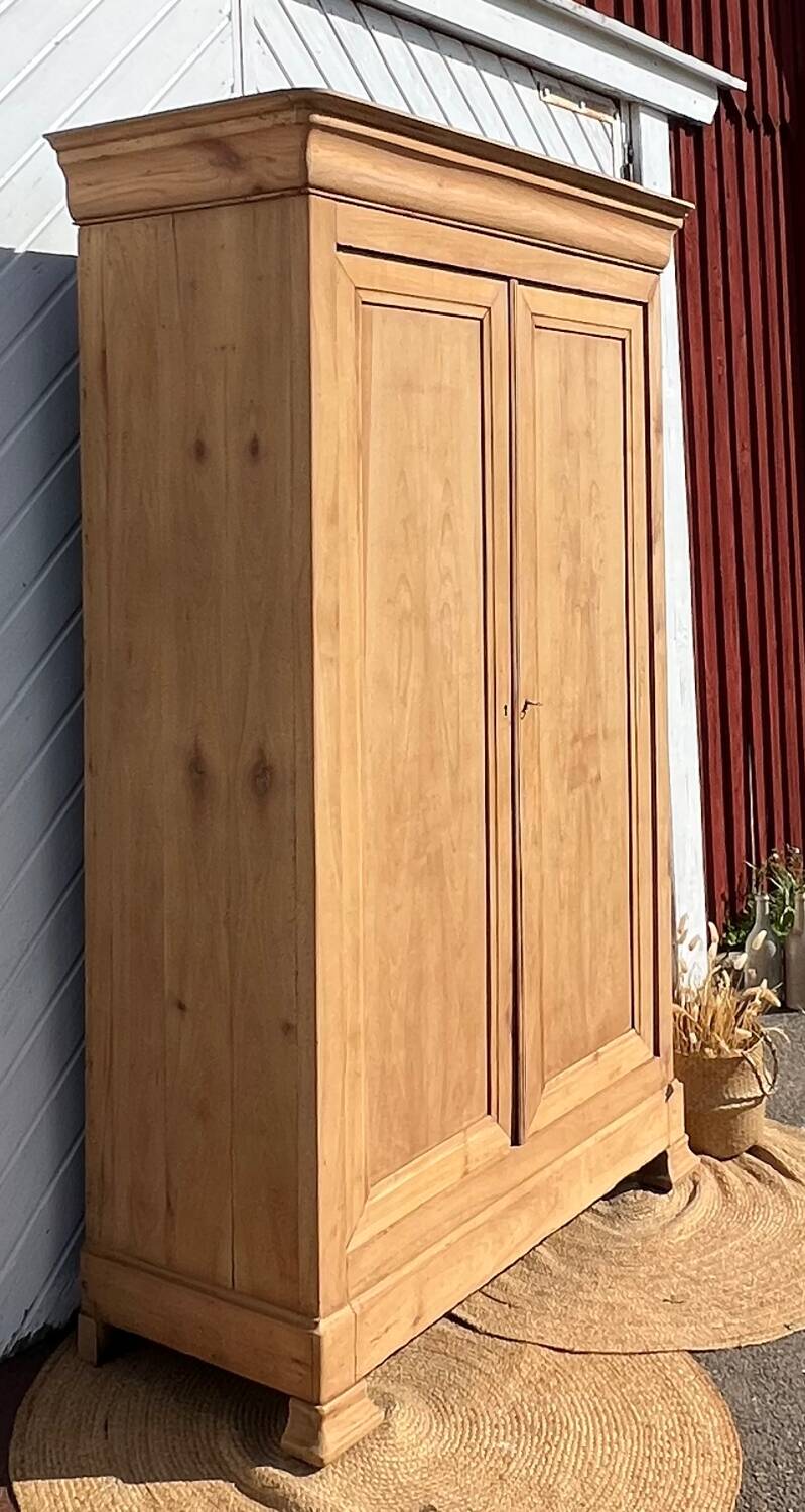Large antique wardrobe renovated in raw solid wood