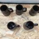 Serie 5 cups mugs miedzygorze ceramic brown vintage
