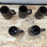 Serie 5 tasses chopes miedzygorze céramique marron vintage