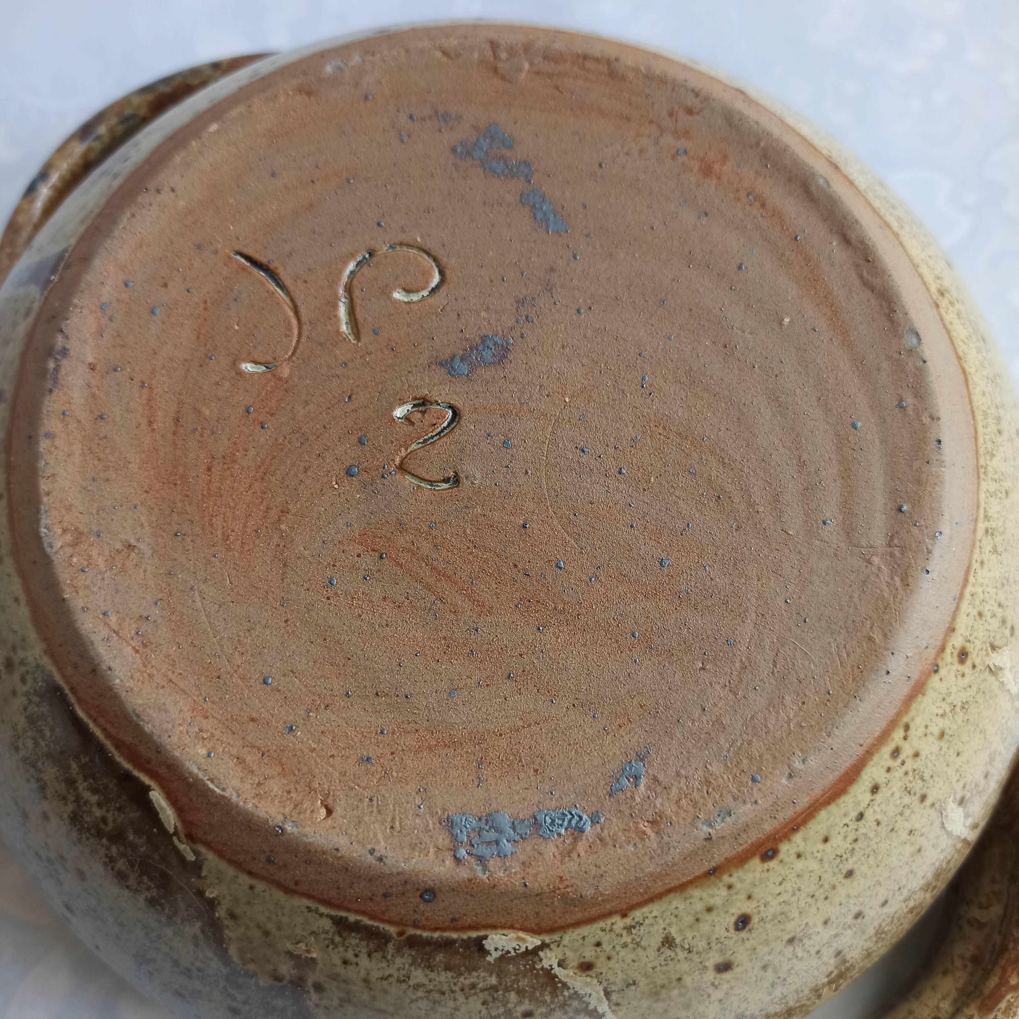 La Borne pyrity sandstone dish signed by JP