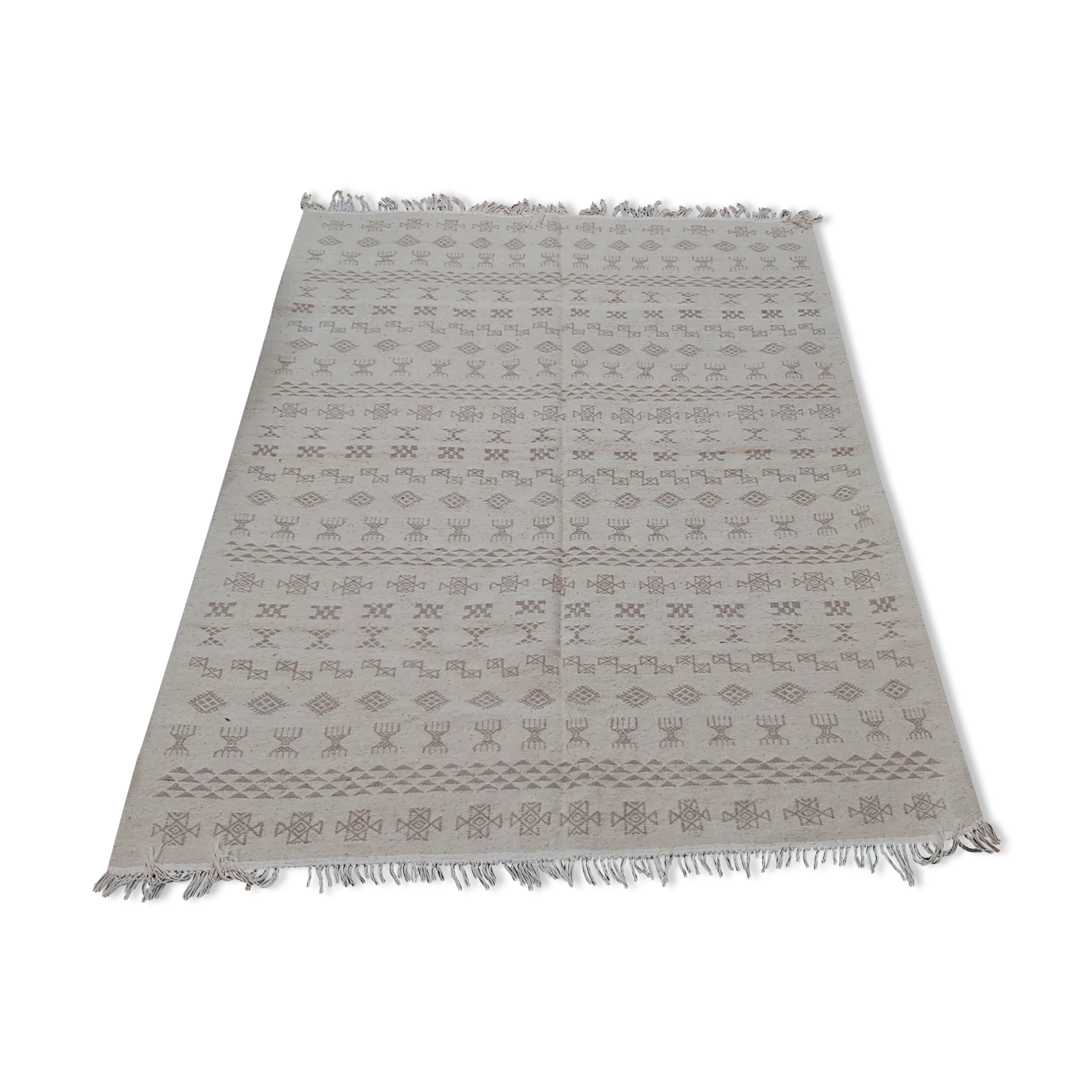 White and grey Berber carpet with Berber motifs 200x150cm