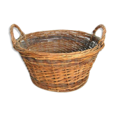 Panier a buches ou linge en osier rustique