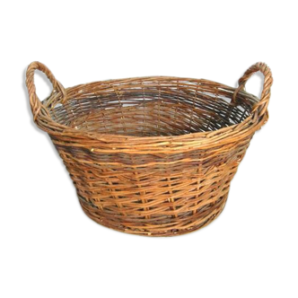 Basket with logs or rustic wicker linen