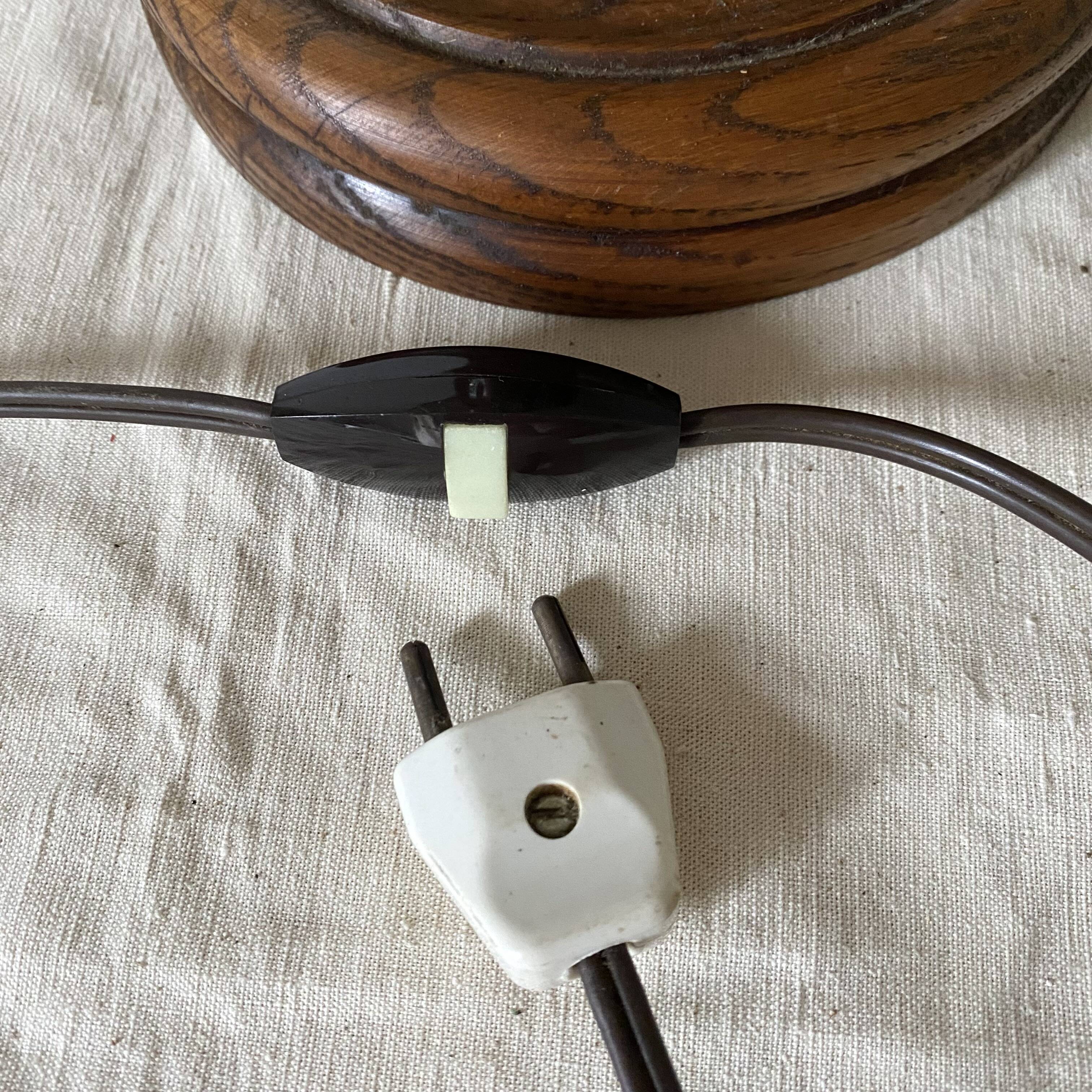 Lampe vintage bois tourné 56 cm , 1970