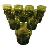 Set of 10 stackable vintage glasses