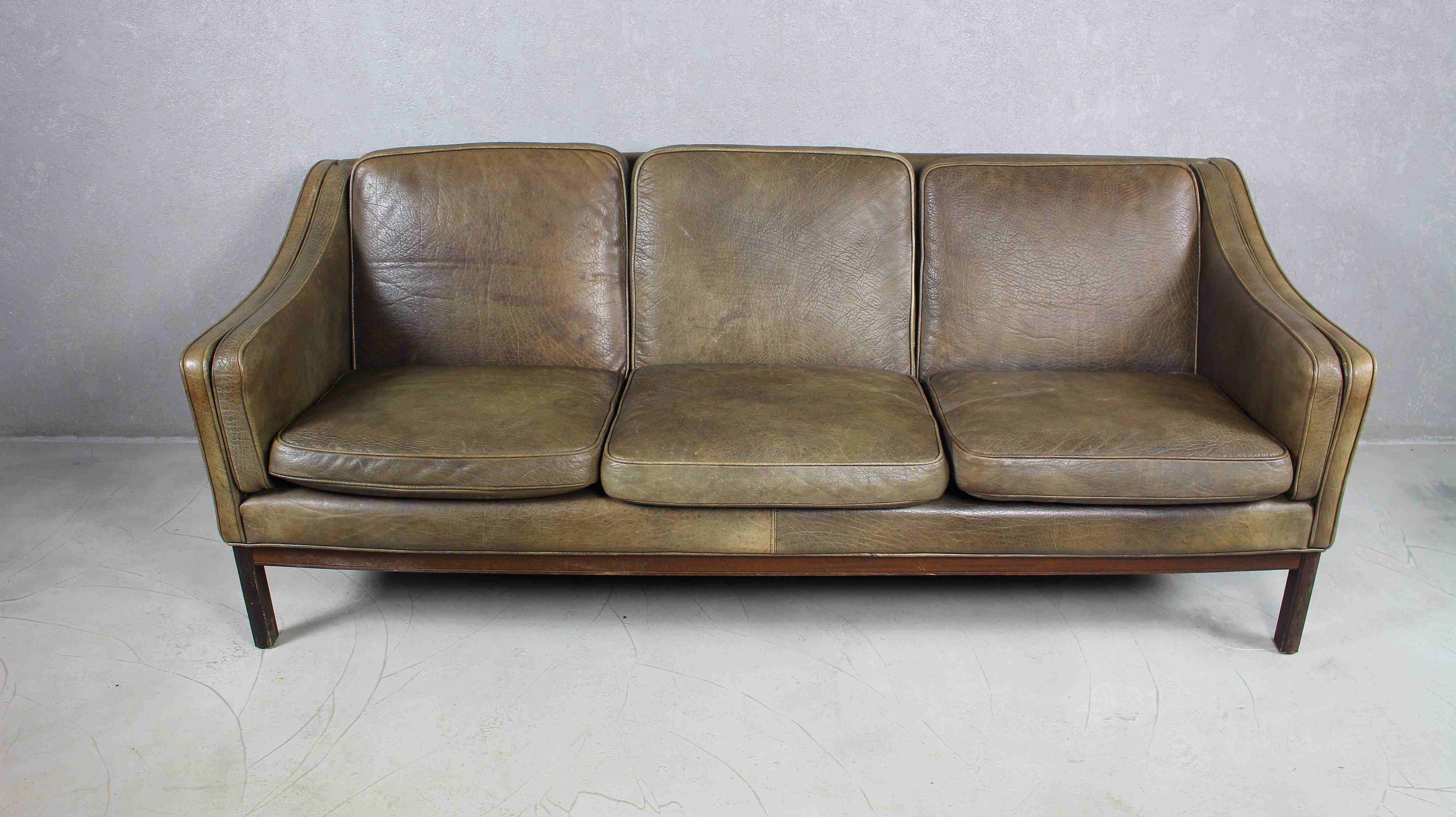 Brown Leather And Rosewood Sofa By Vatne Mobler, Norway 1970s