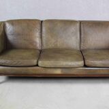 Brown Leather And Rosewood Sofa By Vatne Mobler, Norway 1970s