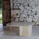 Travertine coffee table "Eye" or "drop" by Roche Bobois, 1980