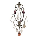 Metal wall candle holder with glass tassels