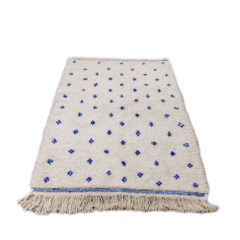 Tapis marocain pois bleu 105x155 cm