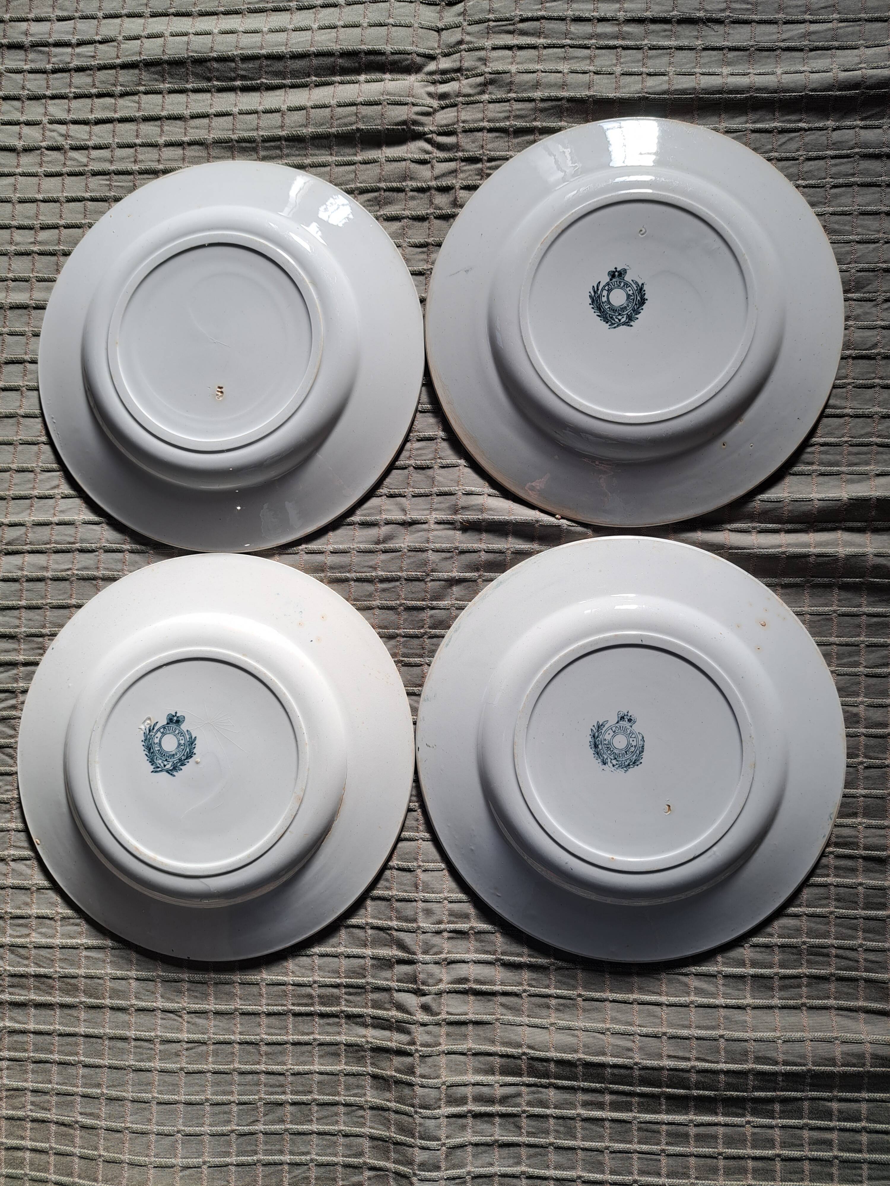 Ste Amandinoise Louis XV iron earth blue green dinner plates