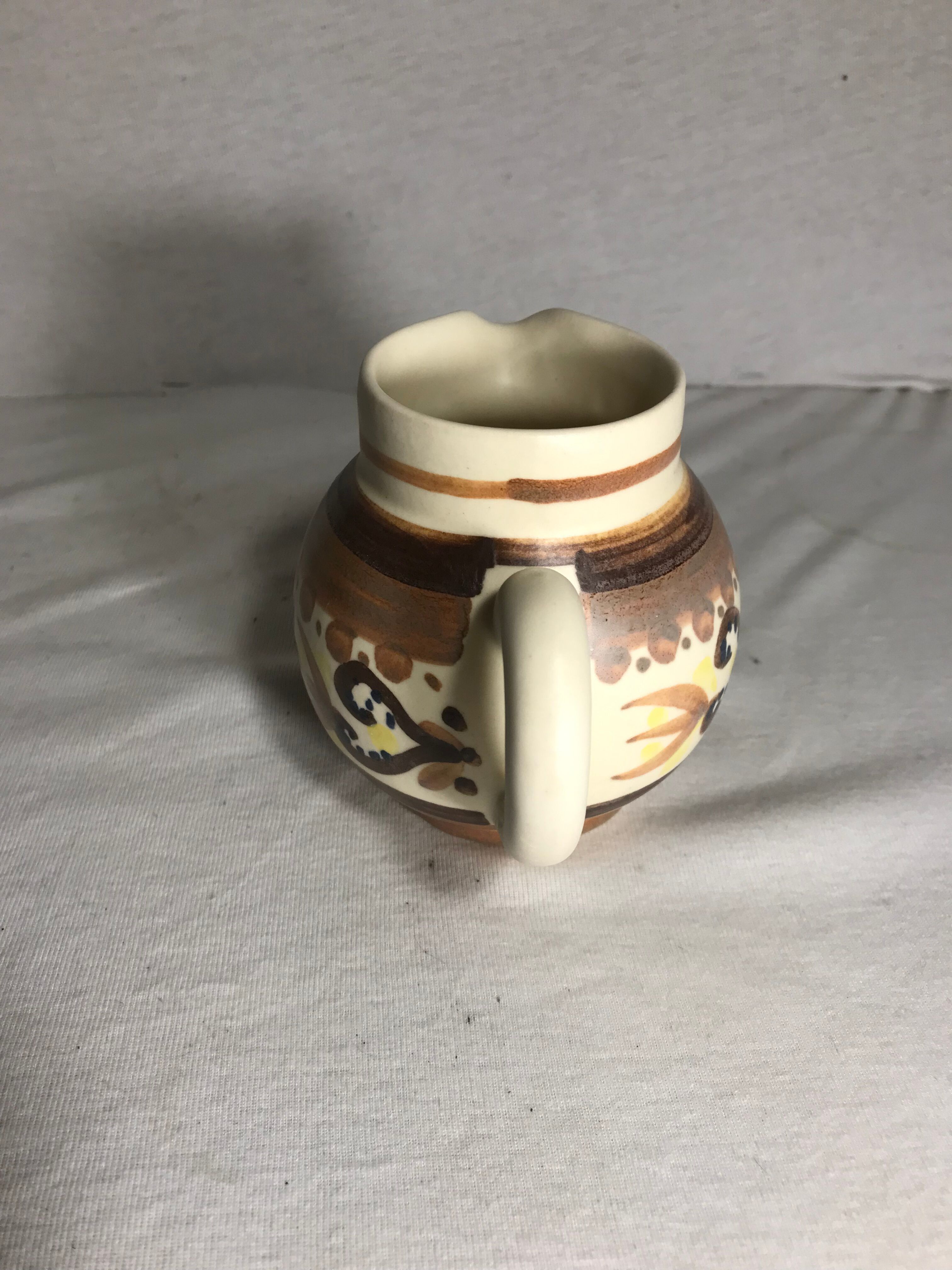Old Quimper ceramic beige vintage ceramic jug
