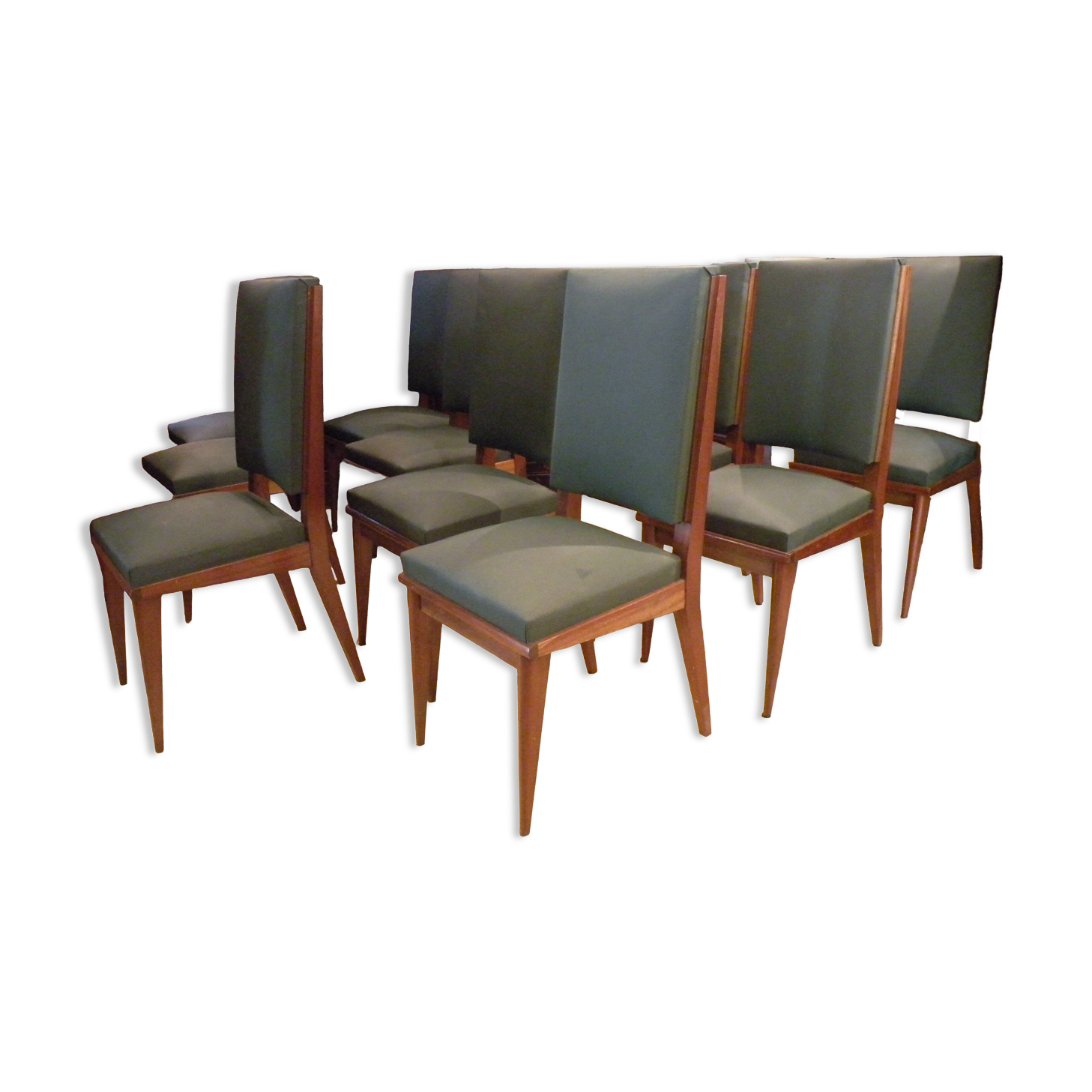 Set of 12 high quality mahogany and skai chairs 1940-1950