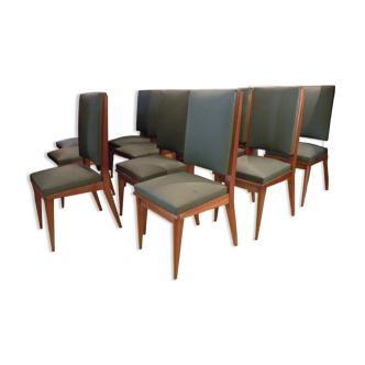 Set of 12 high quality mahogany and skai chairs 1940-1950