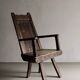 Antique primitive carved oak arm chair, Belgium