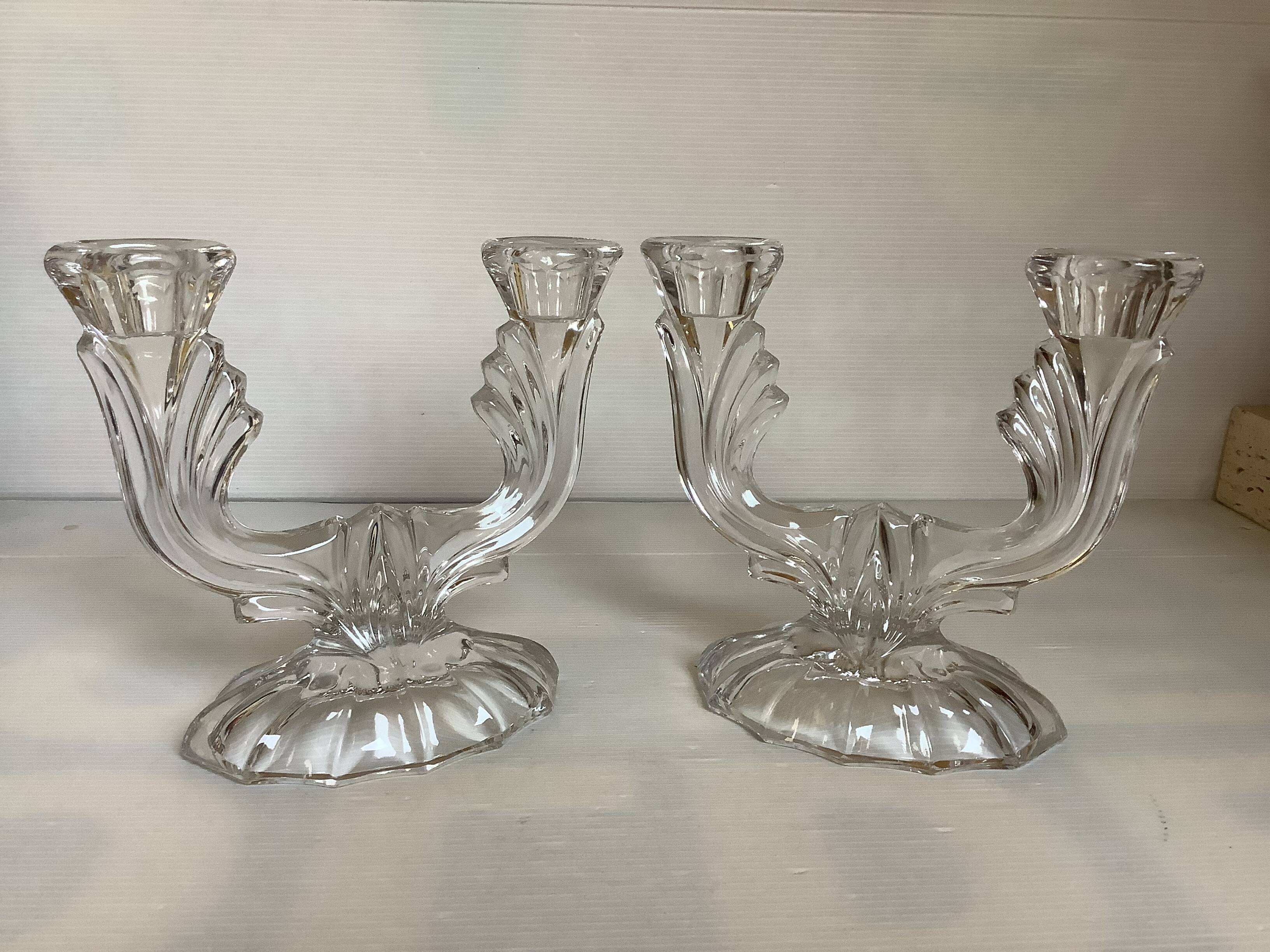 Pair of two-light Art Deco candlesticks