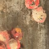 Oil on wood cherries and hedgehog small format painted double-sided