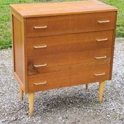Vintage chest of drawers from the 50s in blond oak 4 drawers conical legs