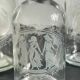 BOUTEILLES Verre Gravé et Bois VINTAGE