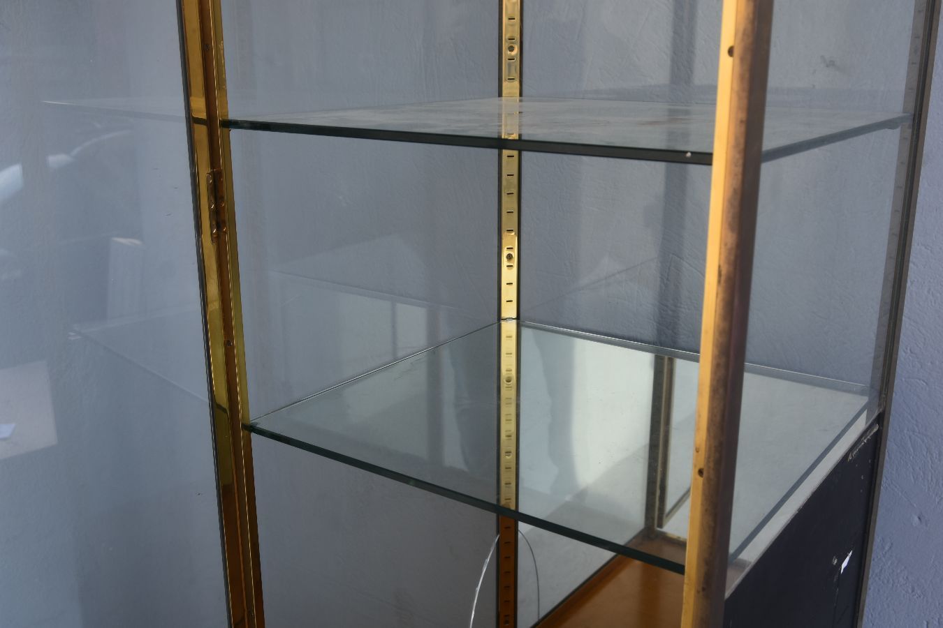 Brass and wood store window