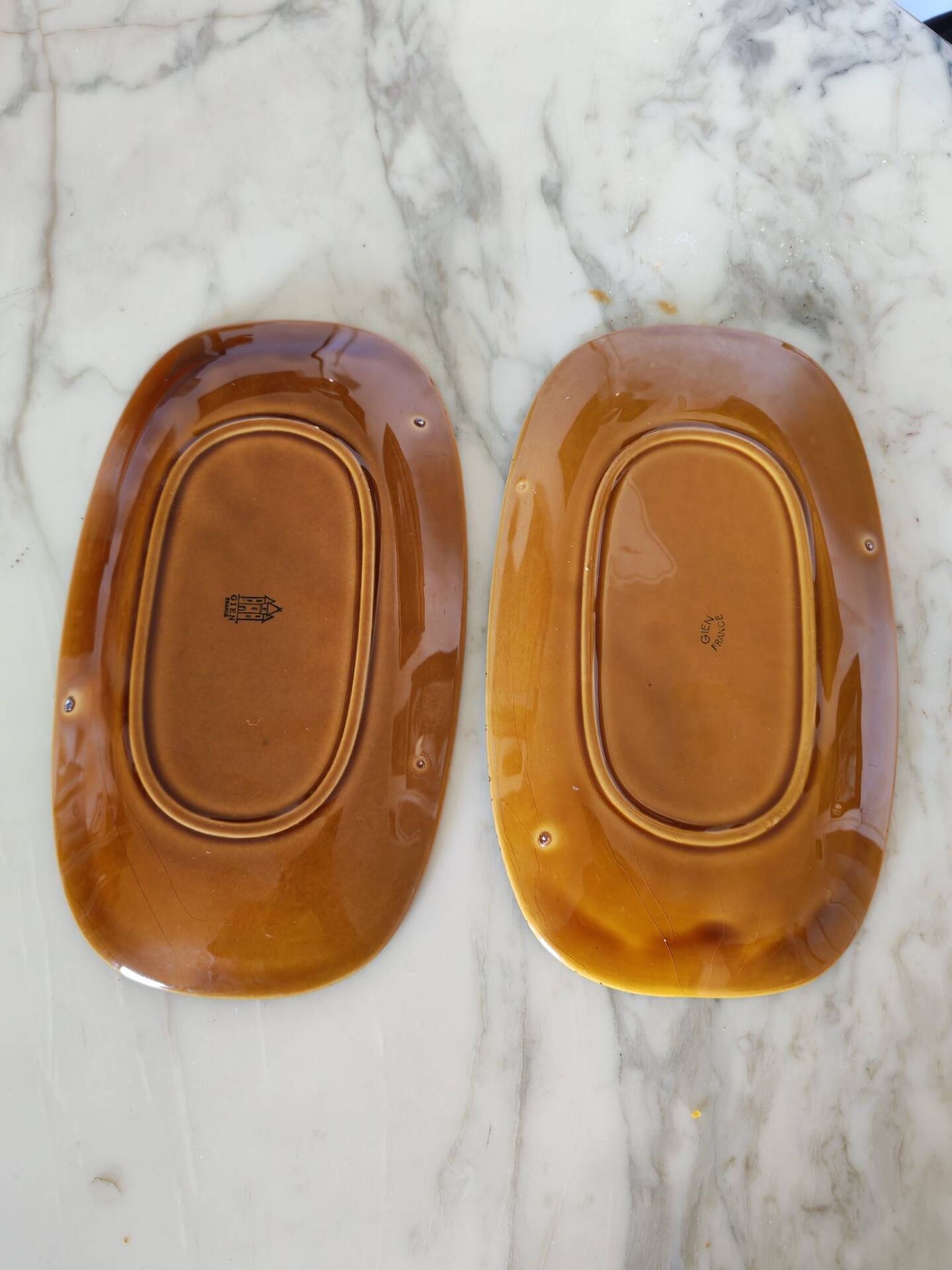 Duo of oval Gien earthenware dishes