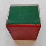 Modernist extendable bookends in brushed stainless steel and red 1970's