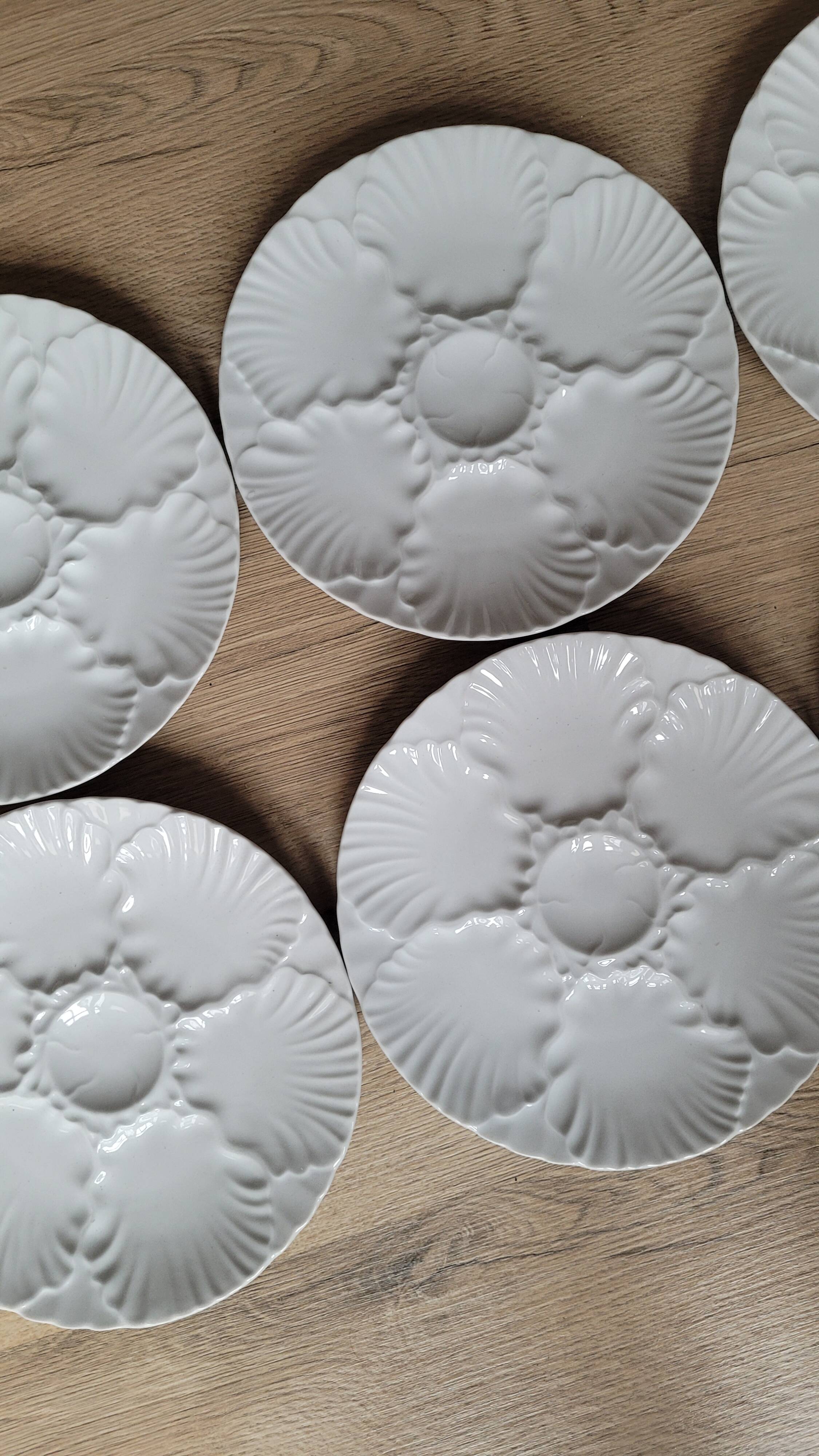 La Redoute x Selency set of 6 white oyster plates
