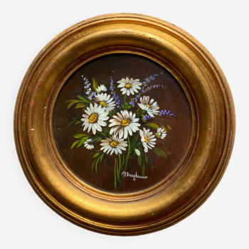 Painting bouquet round frame